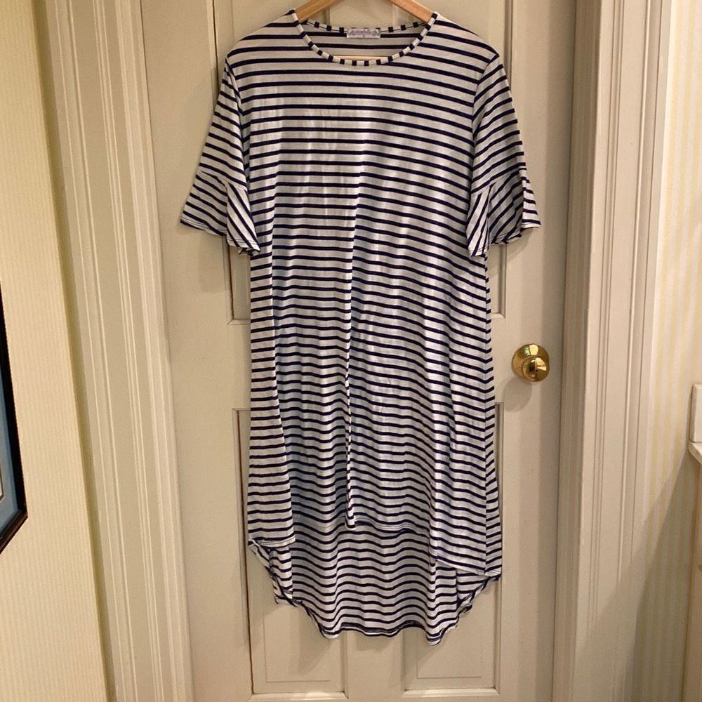 ASOS Bluebelle Maternity striped high low flutter sleeve dress size 16